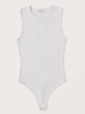 Abercrombie & Fitch softAF Crewneck Bodysuit in Light Heather Grey